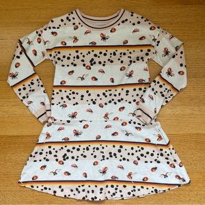 Molo Ladybug White and Black Polka Dot Dress, Size 5T